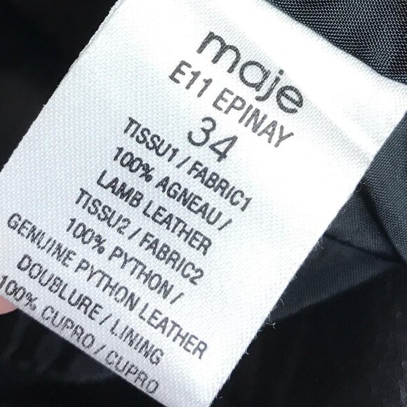 MAJE Black Lambskin Leather & GENUINE Python Snakeskin Gray Mini Skirt 34 2 XS - Picture 7 of 8